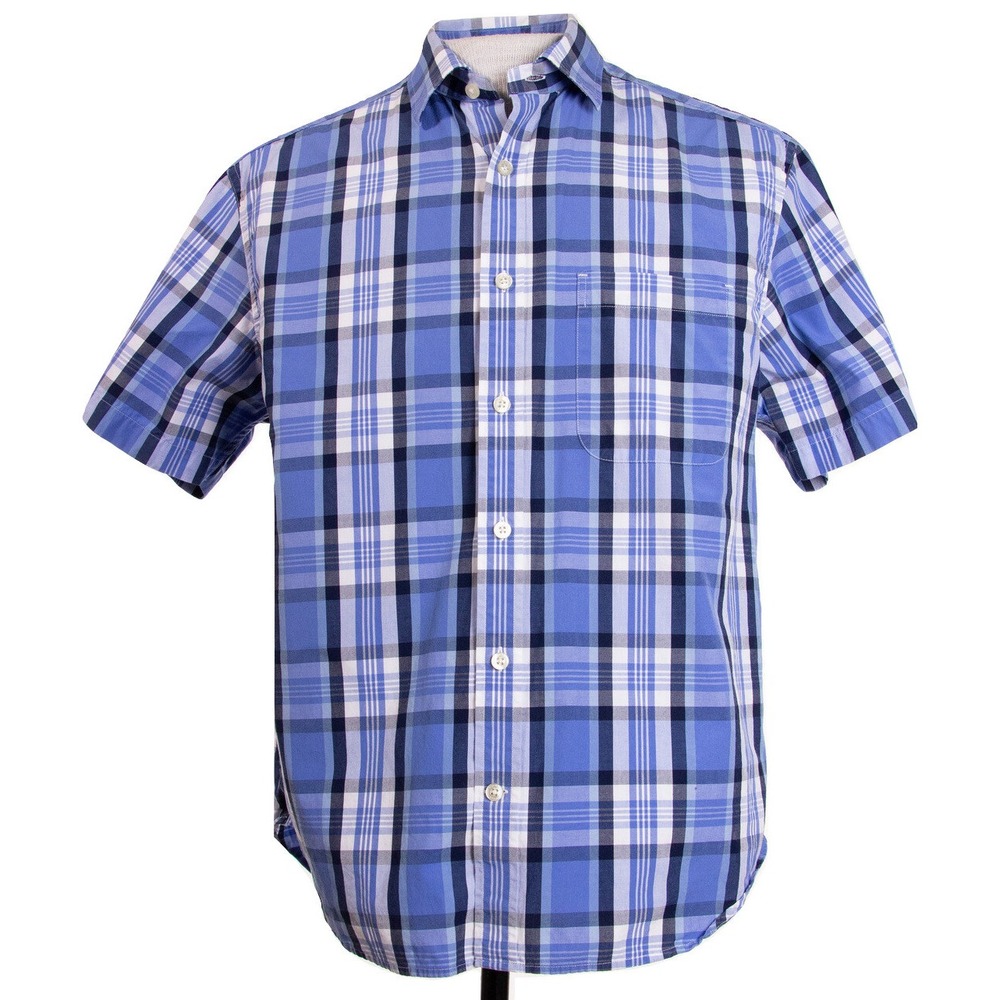 Vineyard Vines Mens S Blue Plaid Check Wheeler Short Sleeve Button Front Shirt‎
